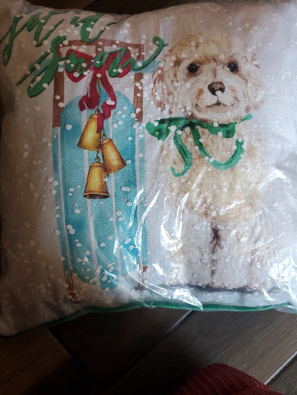 Doggie Pillow RESERVED  Cream and Green - Picture 5 of 6